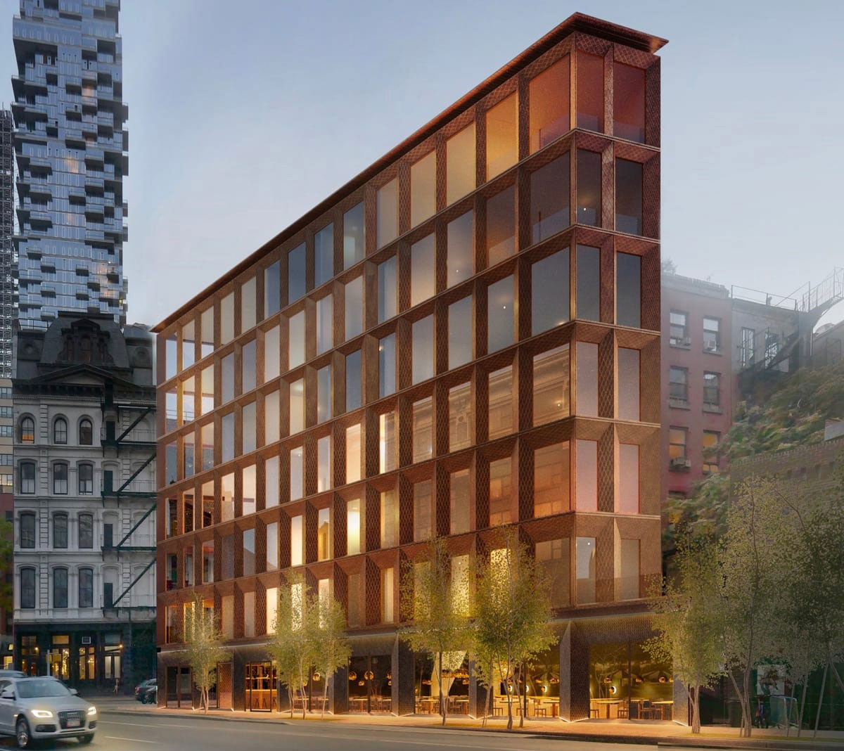 Across-the-street digital rendering of the JLL Real Estate building